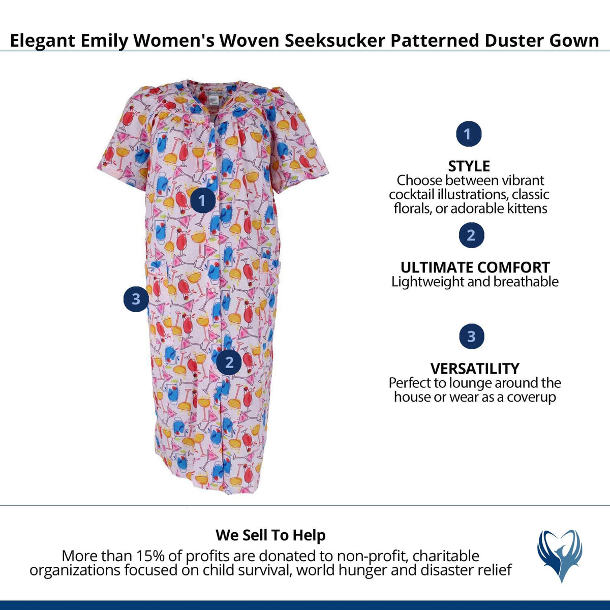 Elegant Emily Women's Woven Seeksucker Patterned Duster Gown - Yellow