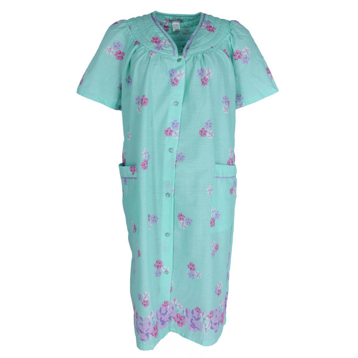 Elegant Emily Women's Floral Woven Seersucker Duster Gown