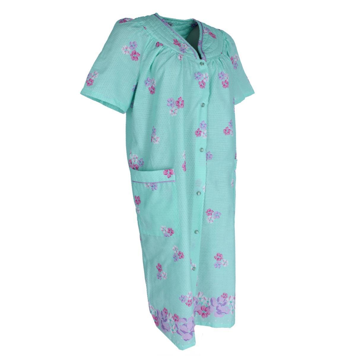 Elegant Emily Women's Floral Woven Seersucker Duster Gown - Mint