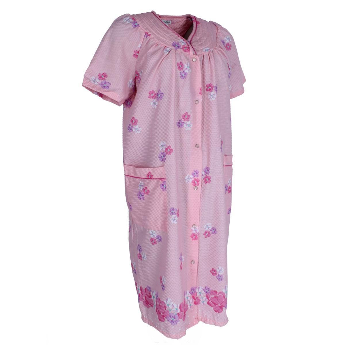 Elegant Emily Women's Floral Woven Seersucker Duster Gown - Pink