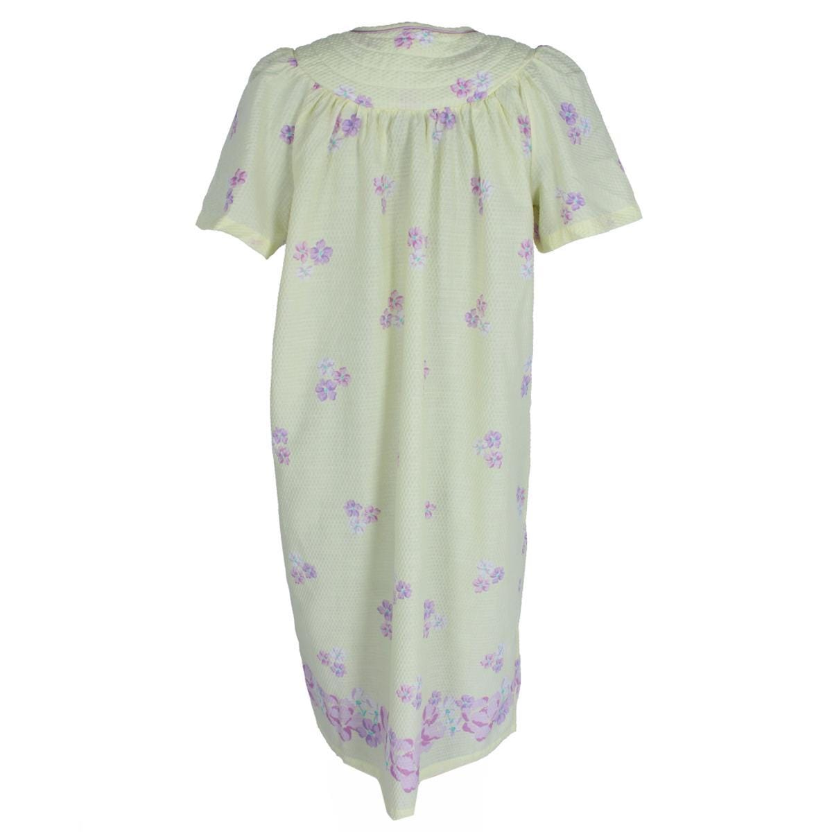 Elegant Emily Women's Floral Woven Seersucker Duster Gown - Yellow