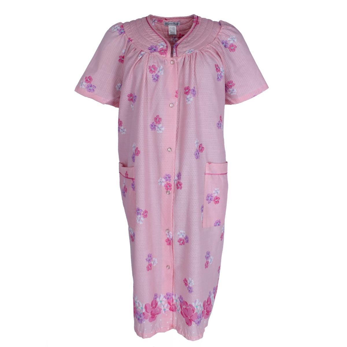 Elegant Emily Women's Floral Woven Seersucker Duster Gown - Women's Floral Woven Seersucker Duster Gown