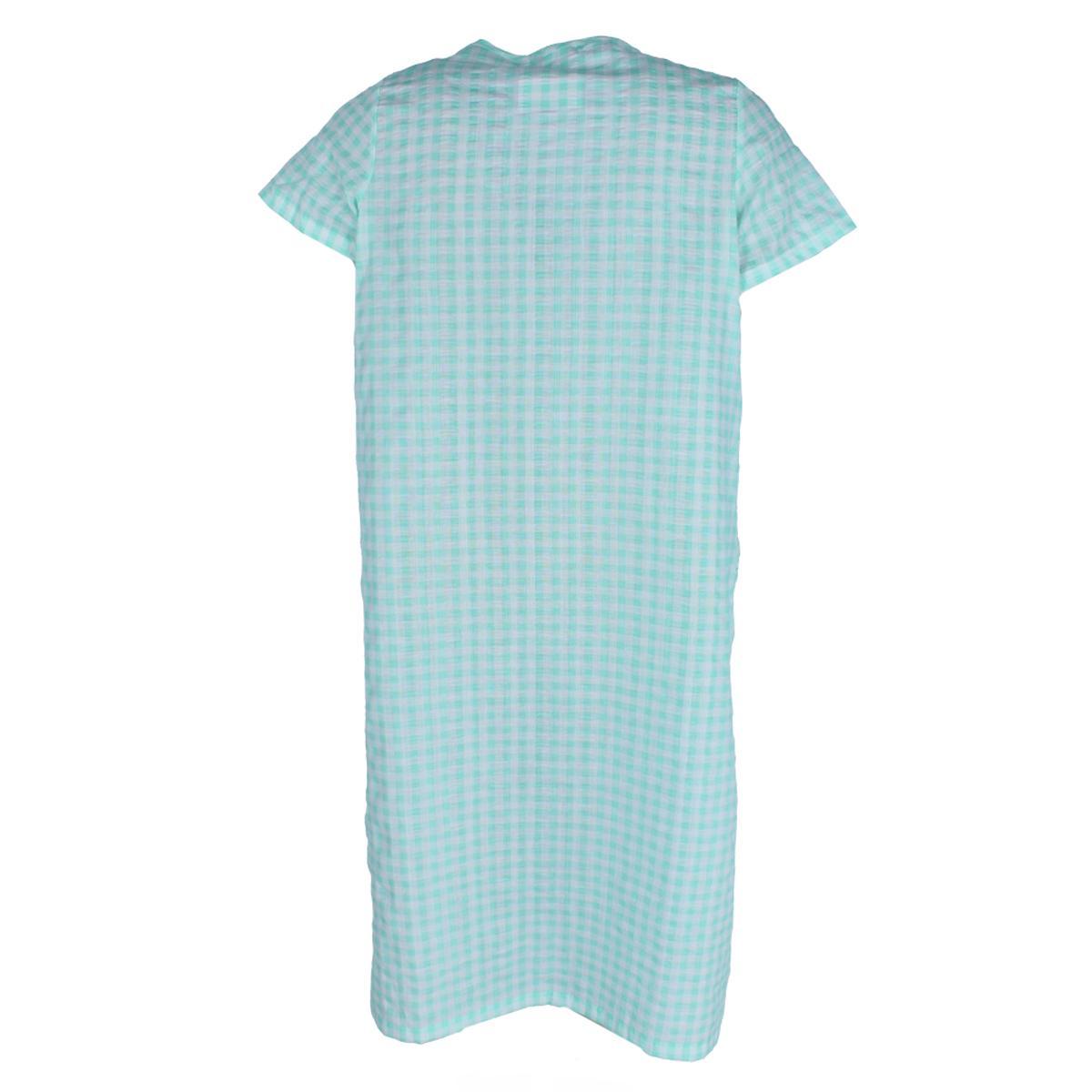 Elegant Emily Women's Gingham Button Down Duster with Floral Detailing - Green