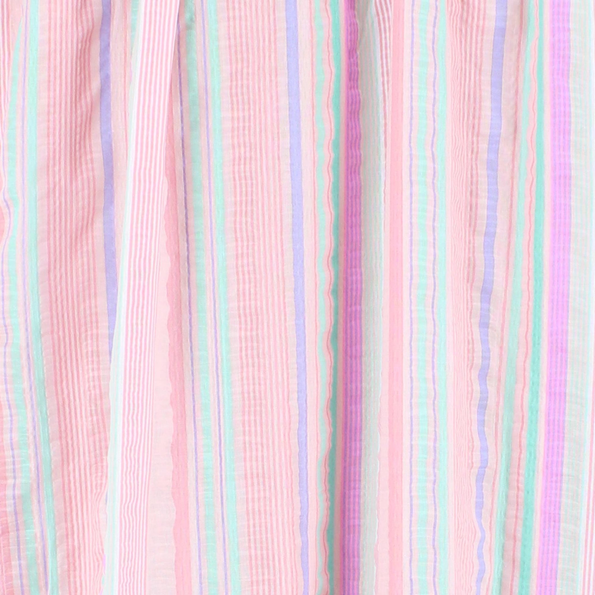 Elegant Emily Women's Woven Plisse Striped Duster Down - Multi