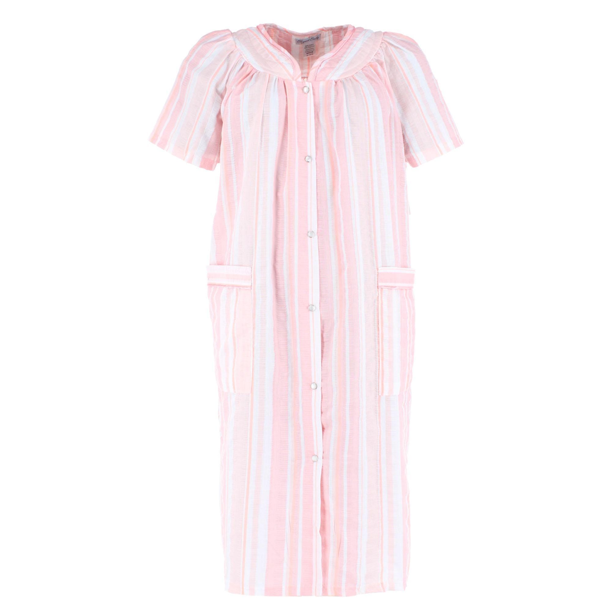 Elegant Emily Women's Woven Plisse Striped Duster Down