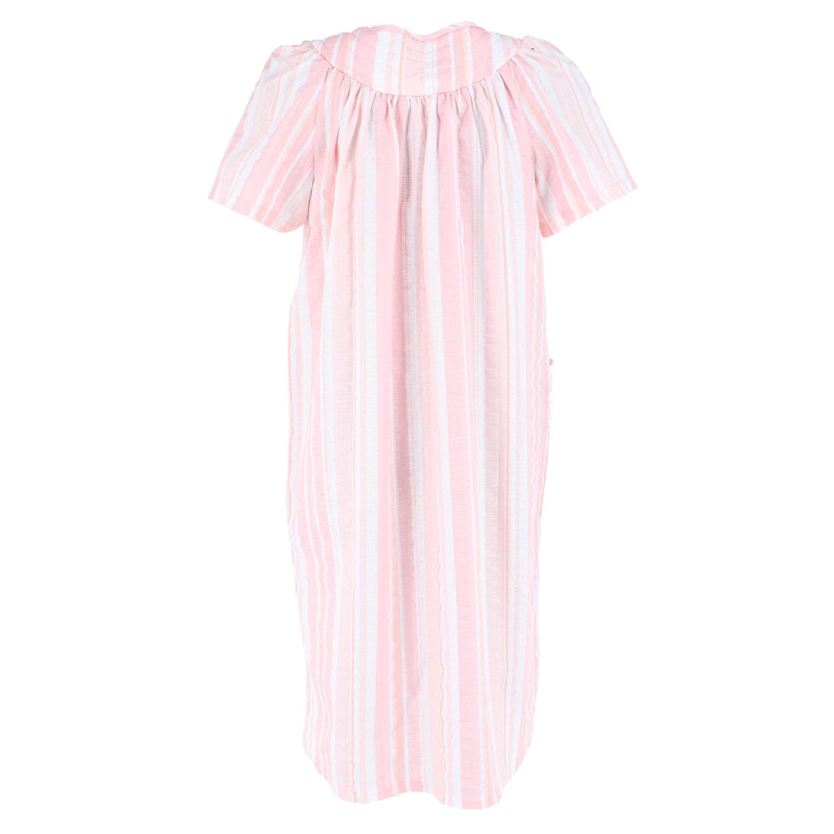 Elegant Emily Women's Woven Plisse Striped Duster Down - Peach