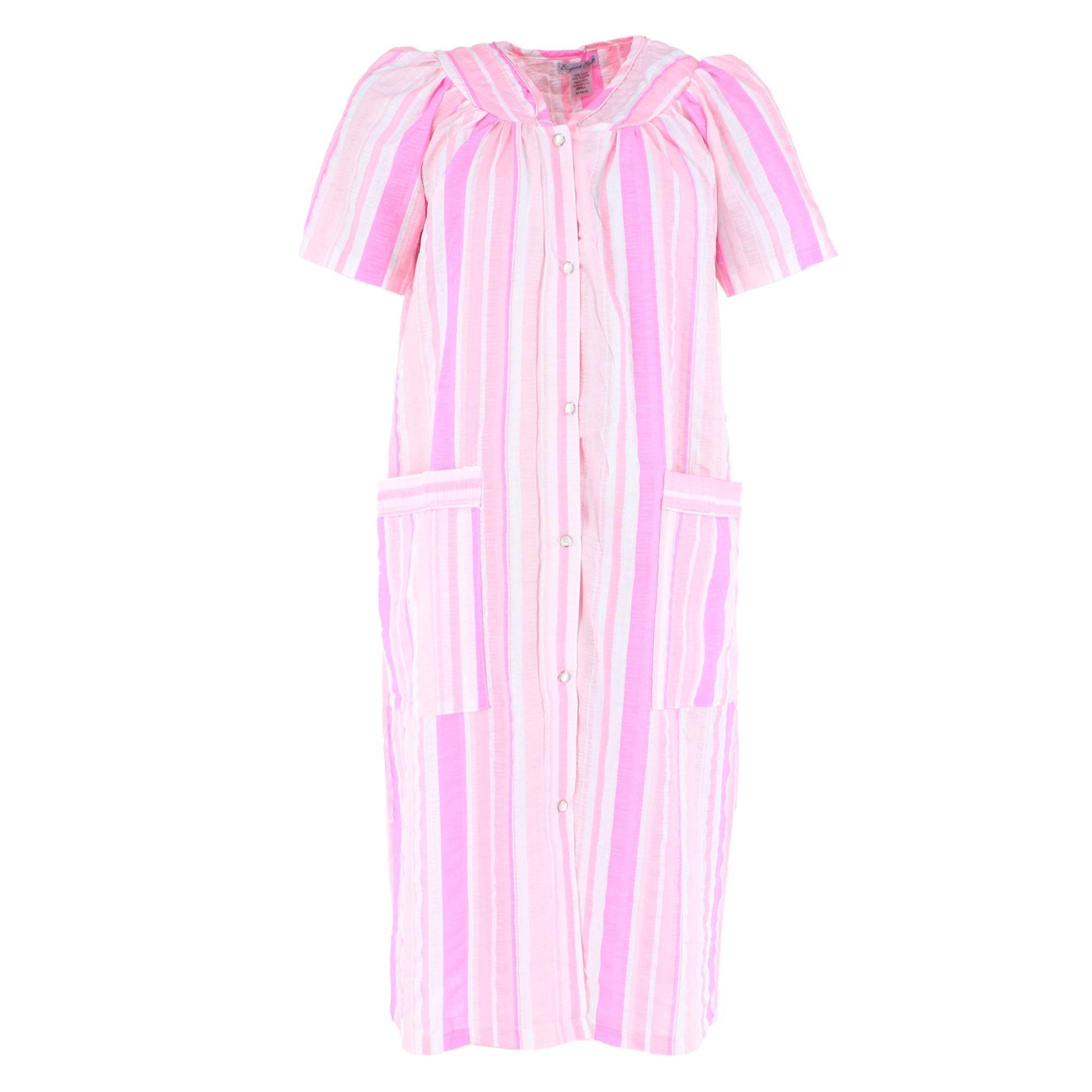 Elegant Emily Women's Woven Plisse Striped Duster Down