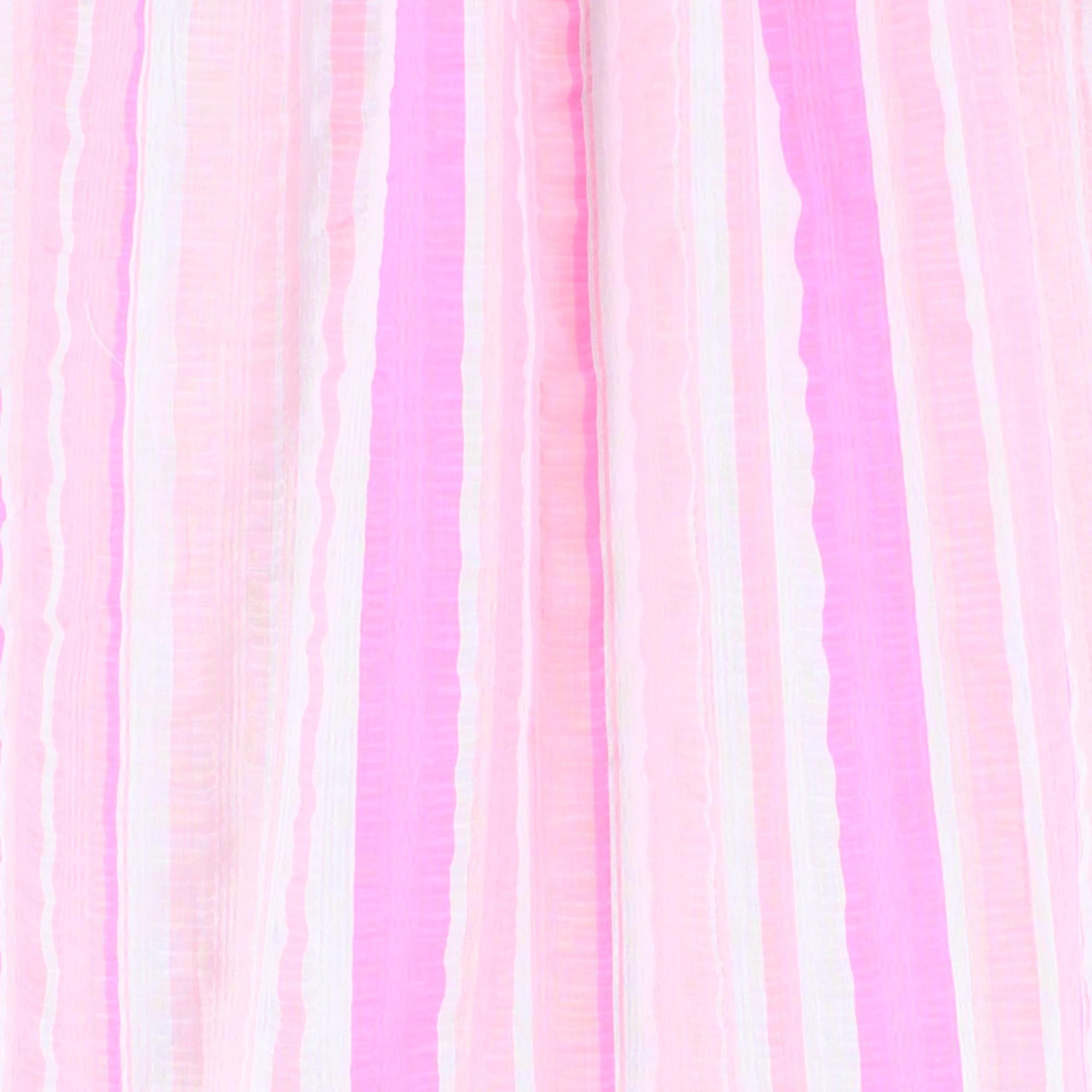 Elegant Emily Women's Woven Plisse Striped Duster Down - Pink