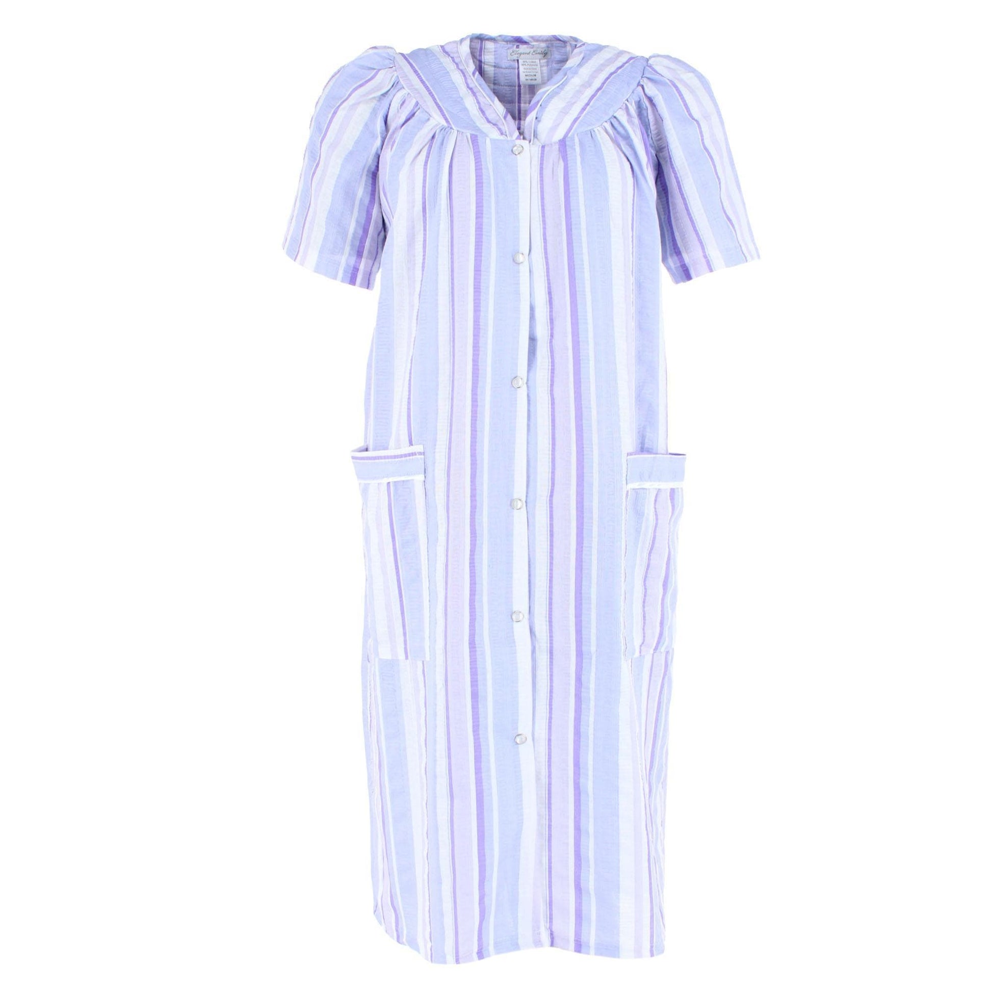 Elegant Emily Women's Woven Plisse Striped Duster Down - Purple