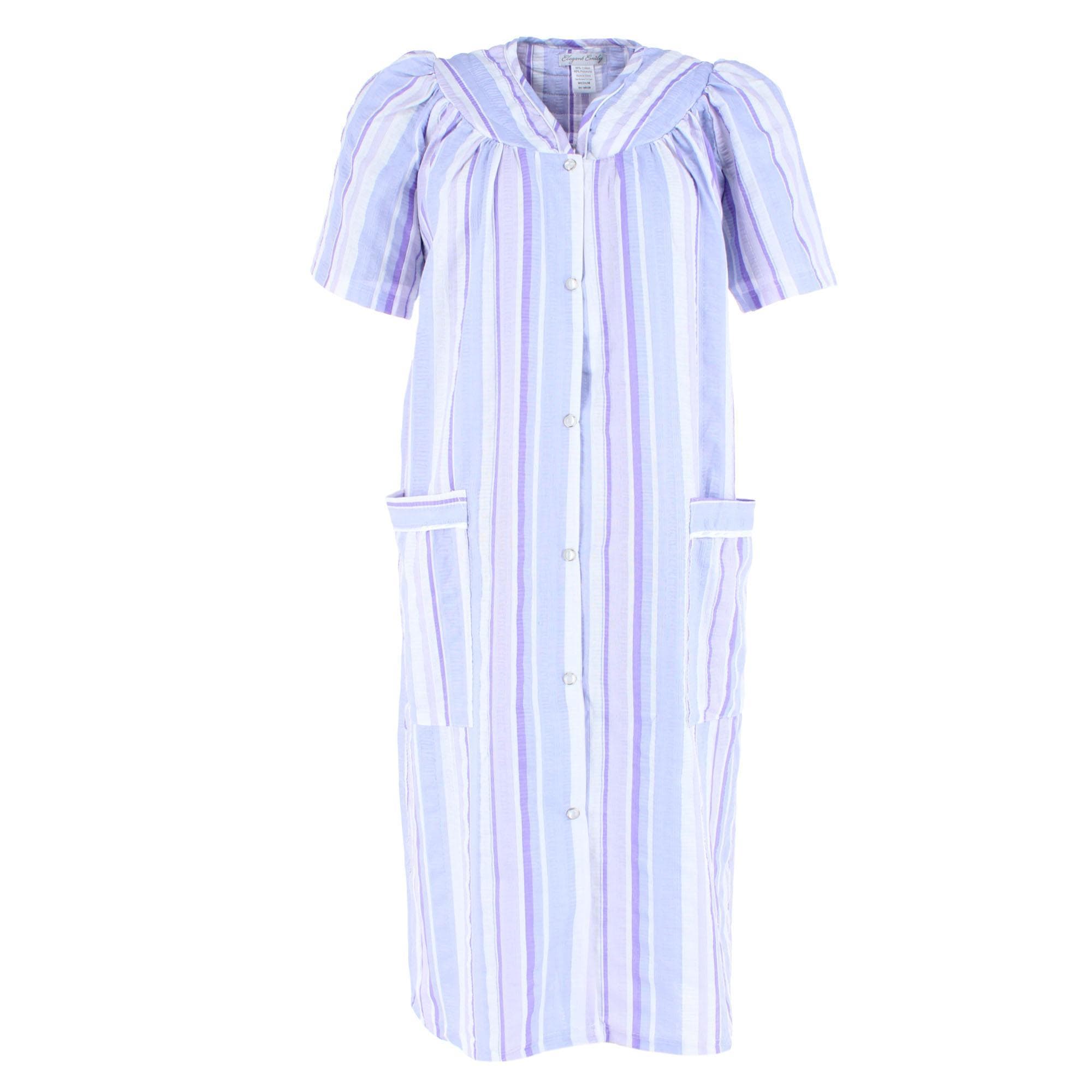 Elegant Emily Women's Woven Plisse Striped Duster Down - Purple