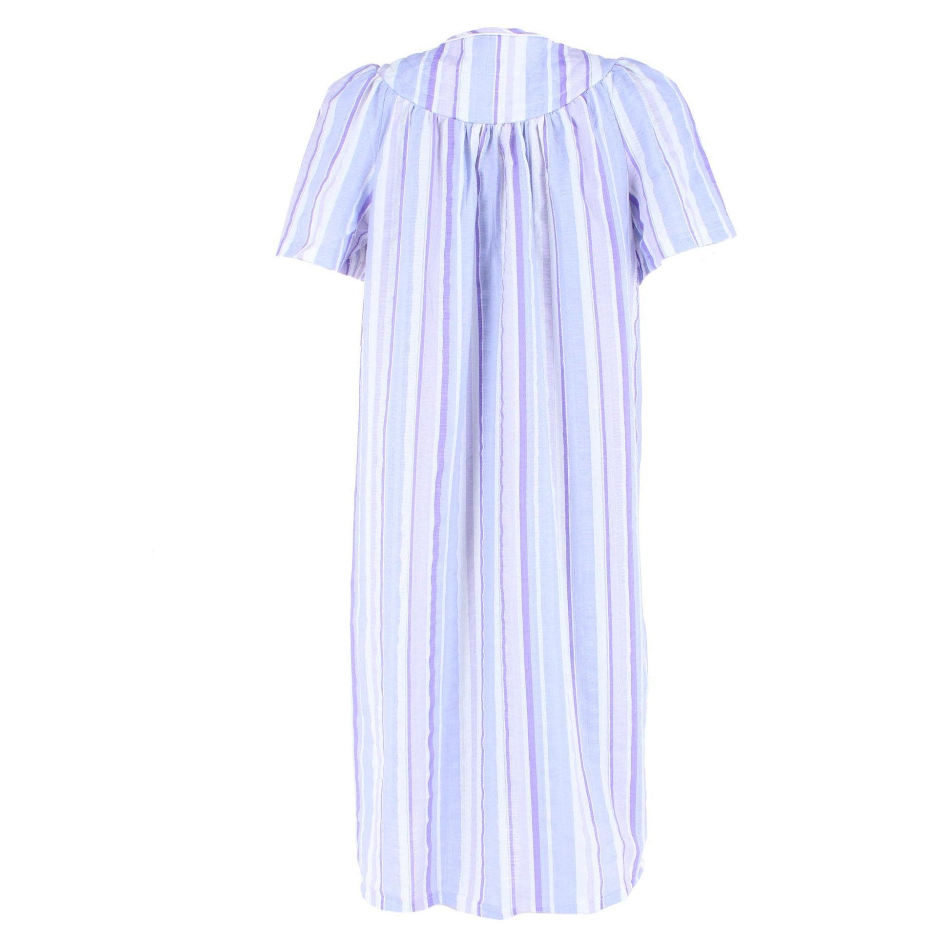 Elegant Emily Women's Woven Plisse Striped Duster Down - Purple