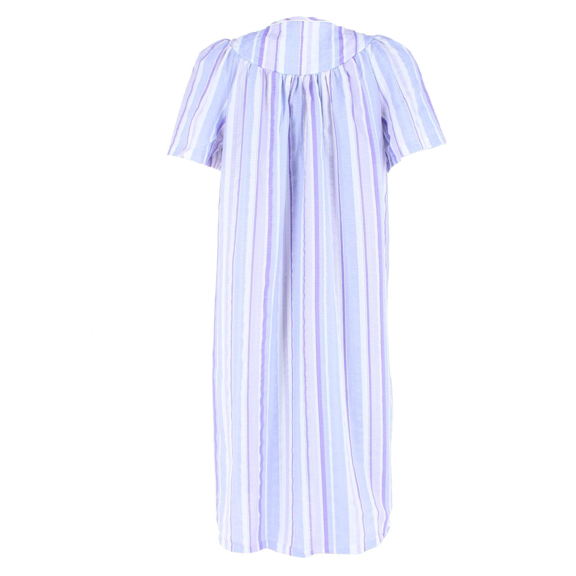 Elegant Emily Women's Woven Plisse Striped Duster Down - Purple