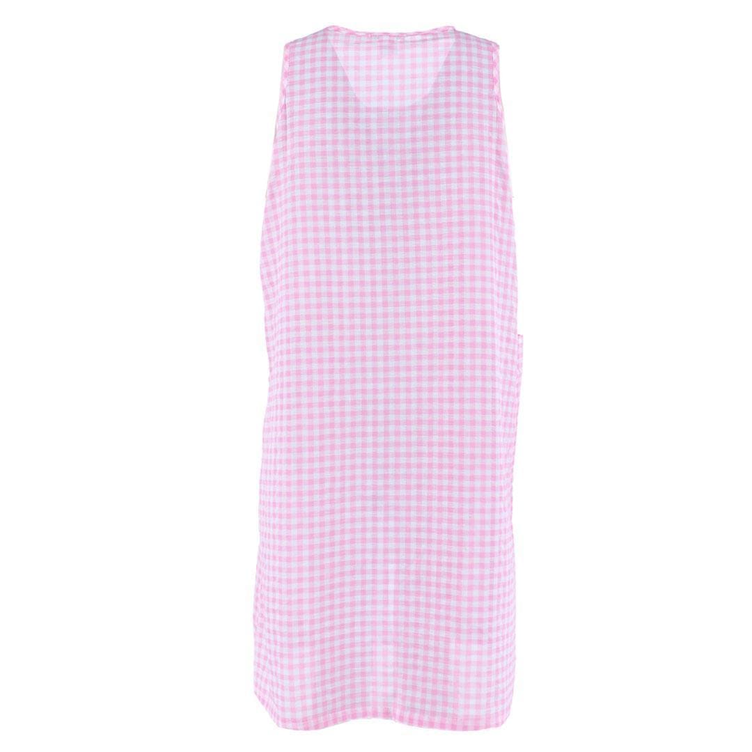 Elegant Emily Women's Woven Gingham Sleeveless Duster - Pink