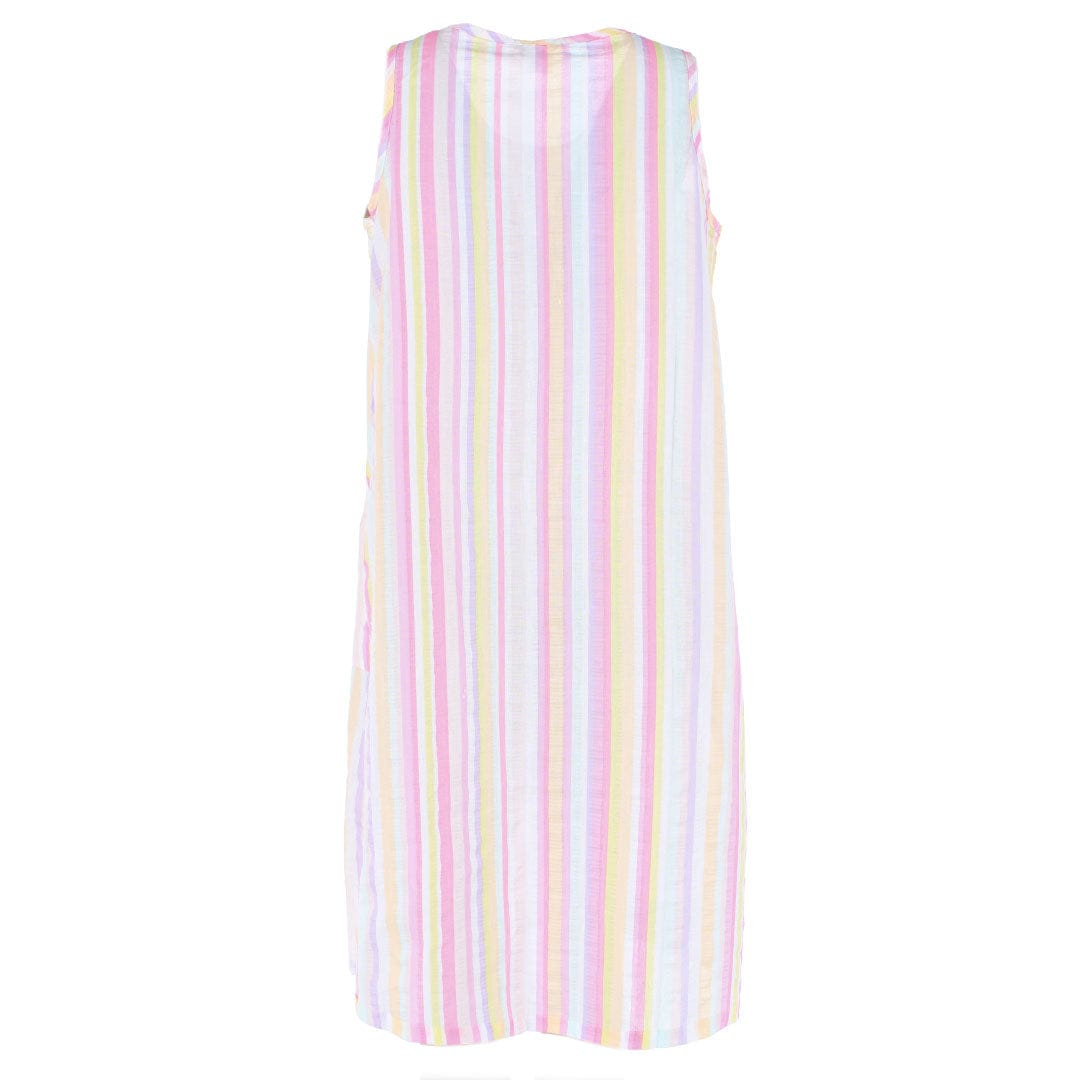 Elegant Emily Women's Woven Striped Sleeveless Duster Gown - Multi