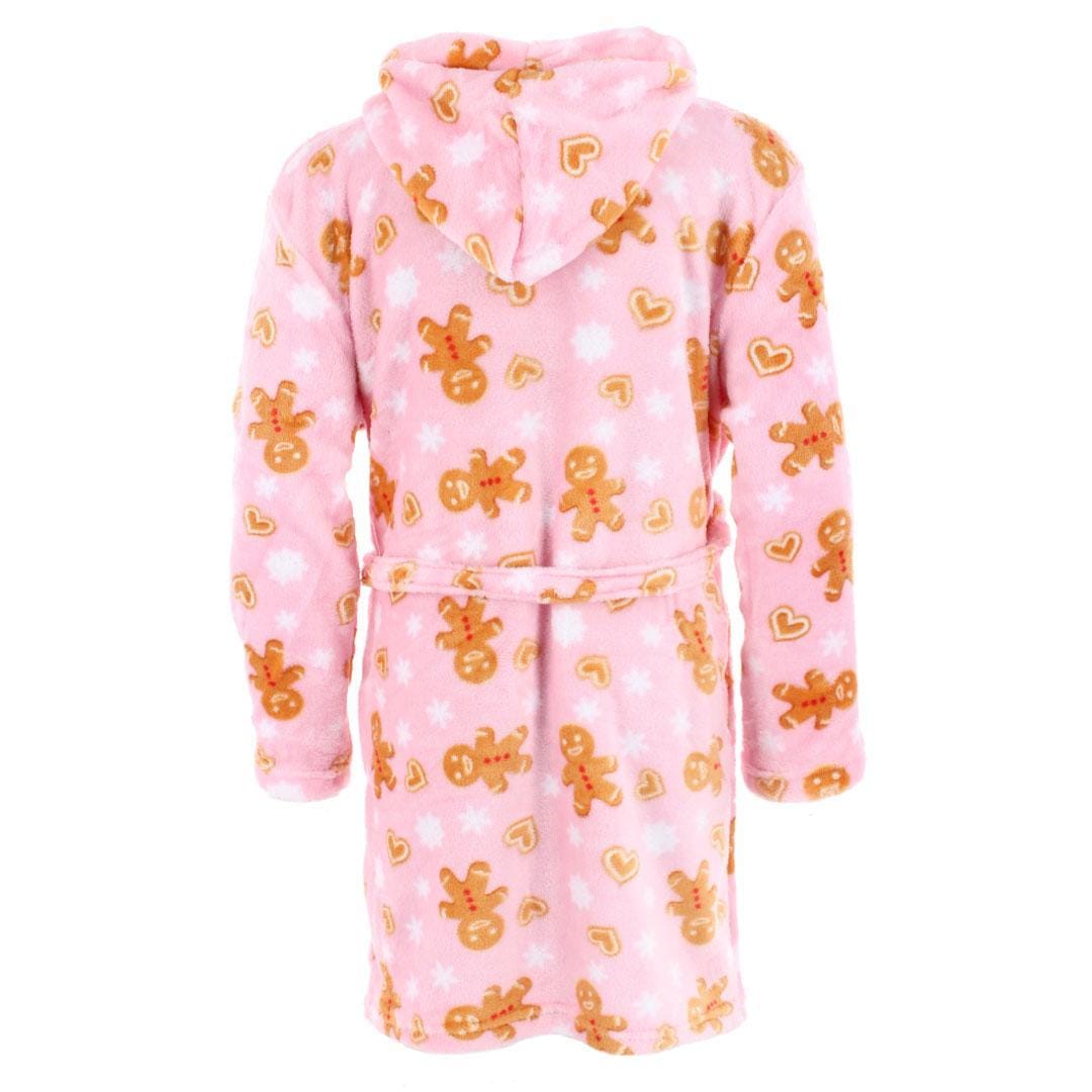 5 More Minutes Girl's Gingerbread Snowflake Plush Robe - Pink