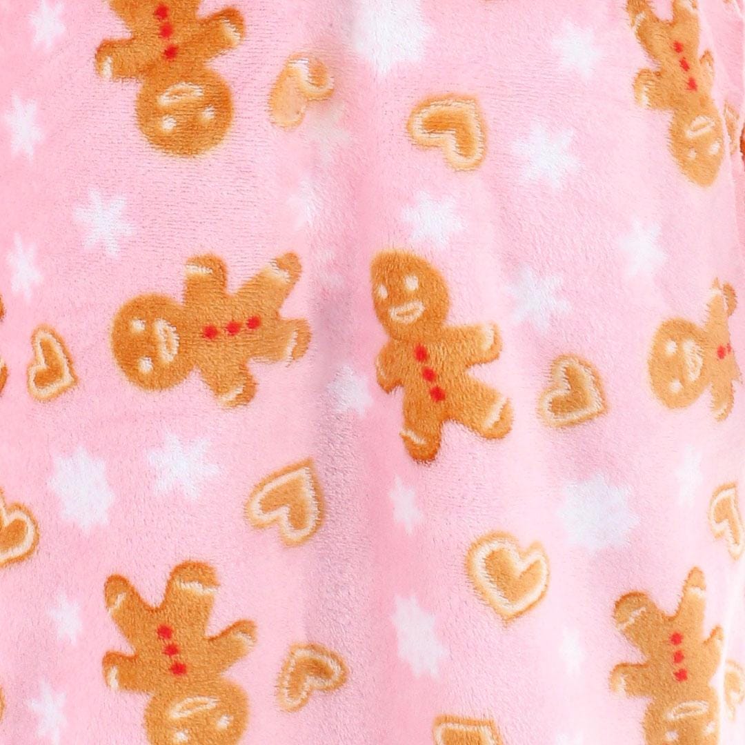 5 More Minutes Girl's Gingerbread Snowflake Plush Robe - Pink