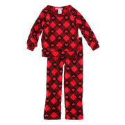 Girls Buffalo Check Hearts Love Pant Plush Lounge Set