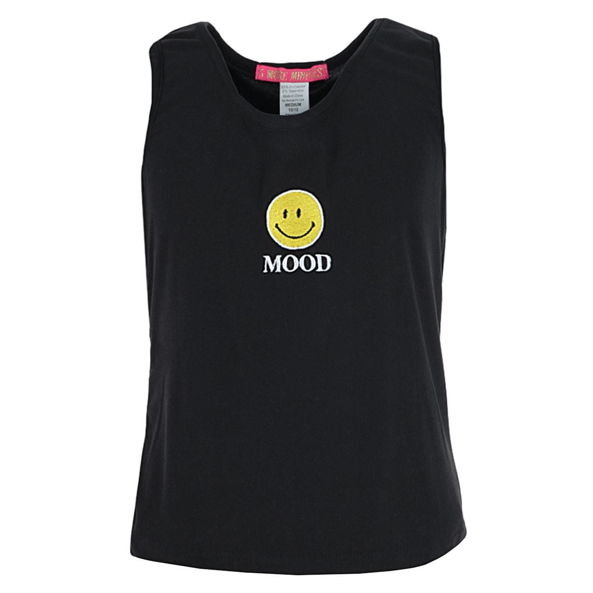 5 More Minutes Girl's Smiley Tank Top and Shorts Sleep Set - Black