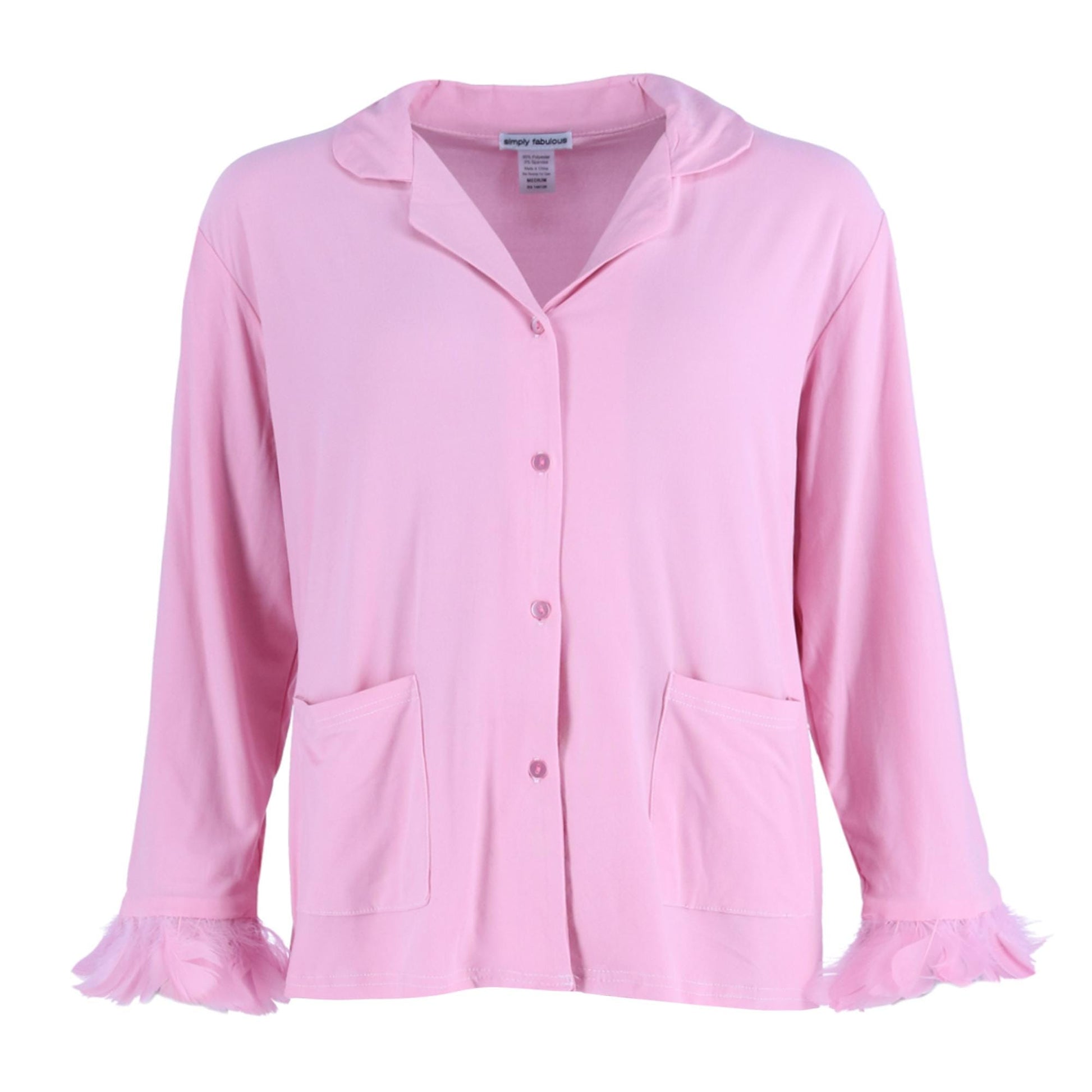 Simply Fabulous Women's Pajama Set with Feathers - Pink