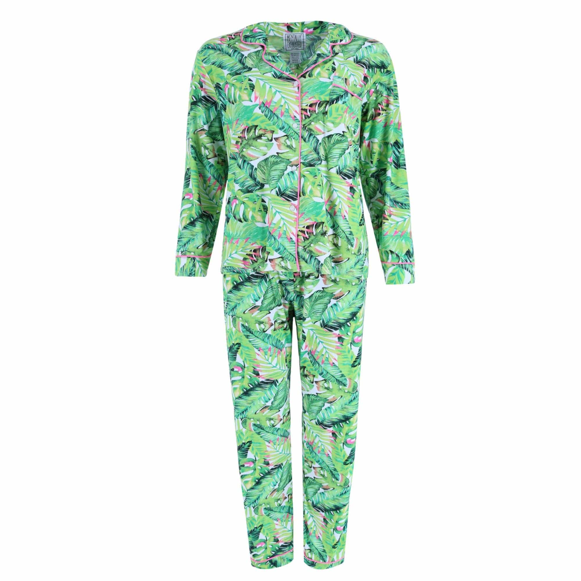 Mentally Exhausted Women's Hawaiian Notch Pajama Set - Women's Hawaiian Notch Pajama Set