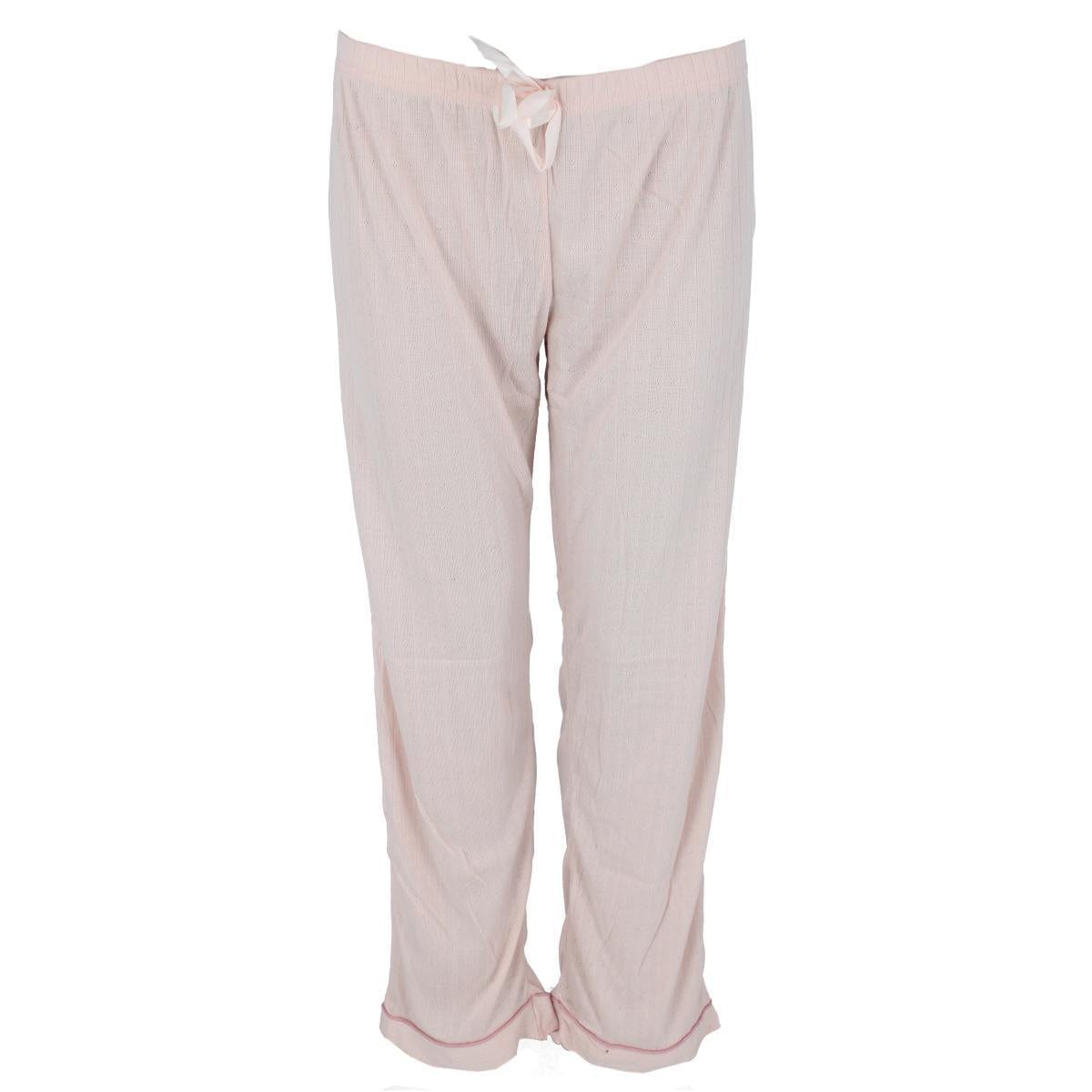 Overslept Women's Pointelle Notch Collar Short Sleeve Pajama Set - Pink