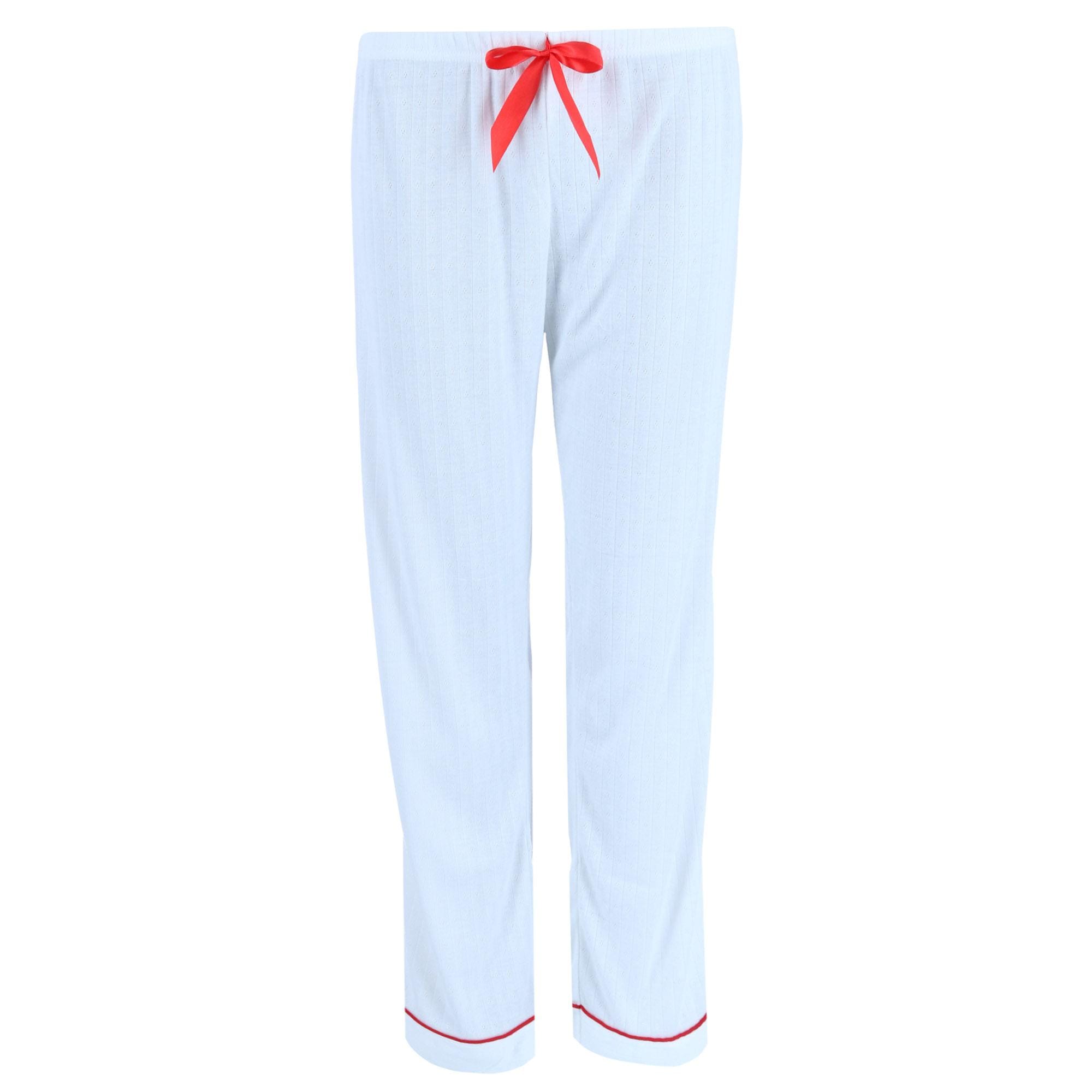 Overslept Women's Pointelle Cherries Notch Pajama Set - White