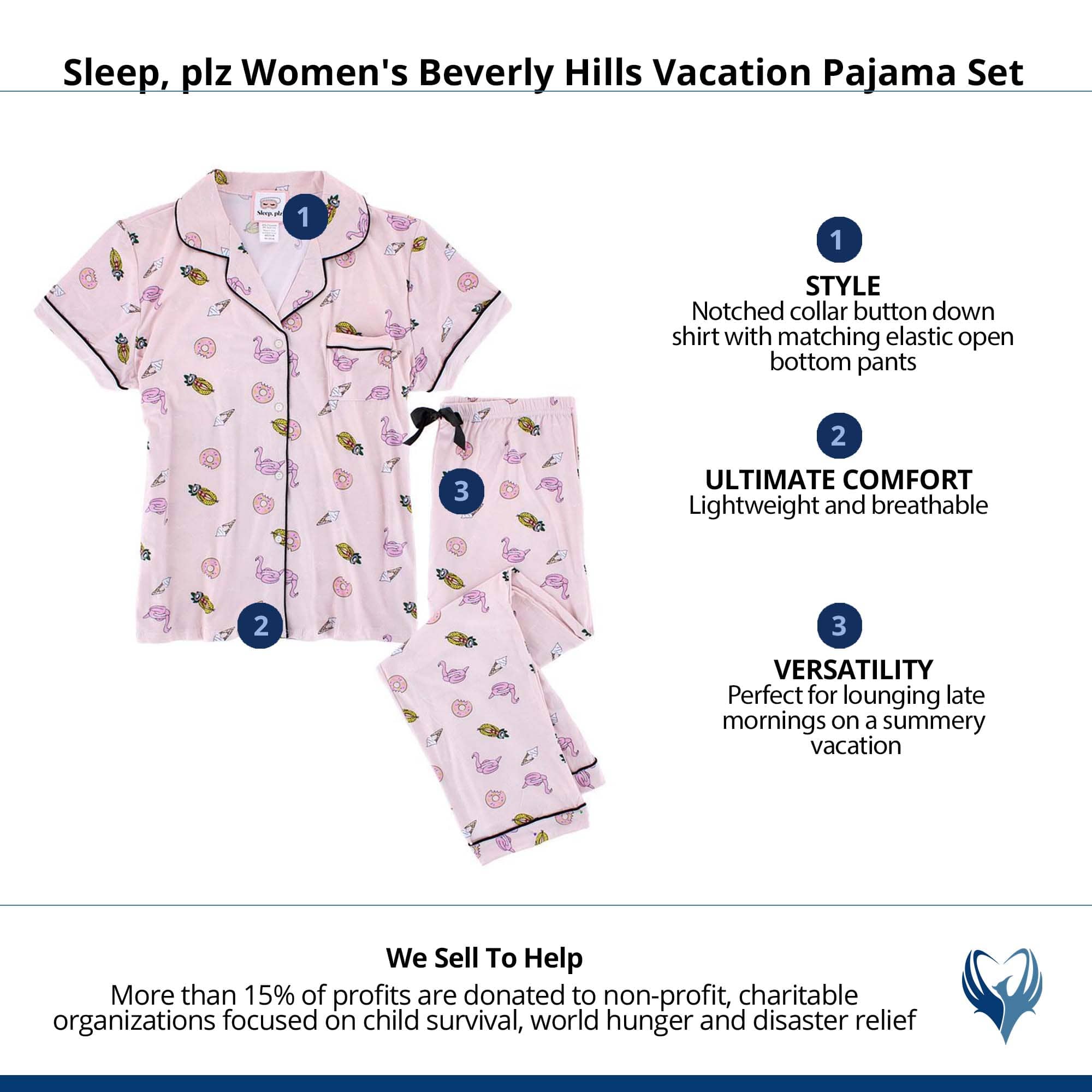 Sleep, plz Women's Beverly Hills Vacation Pajama Set - Pink