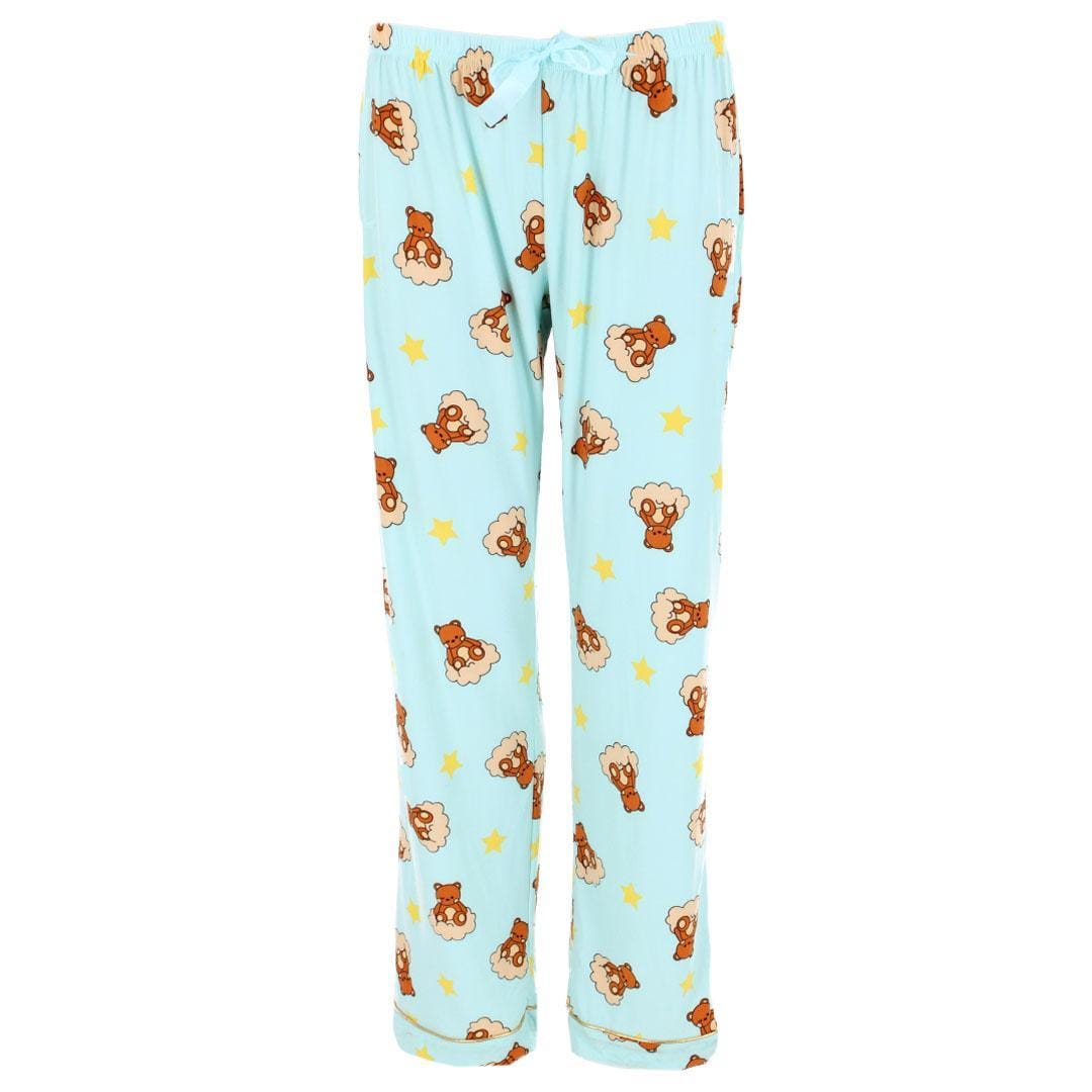 Mentally Exhausted Women's Notch Collar Dreamy Bear Pajama Set - Blue