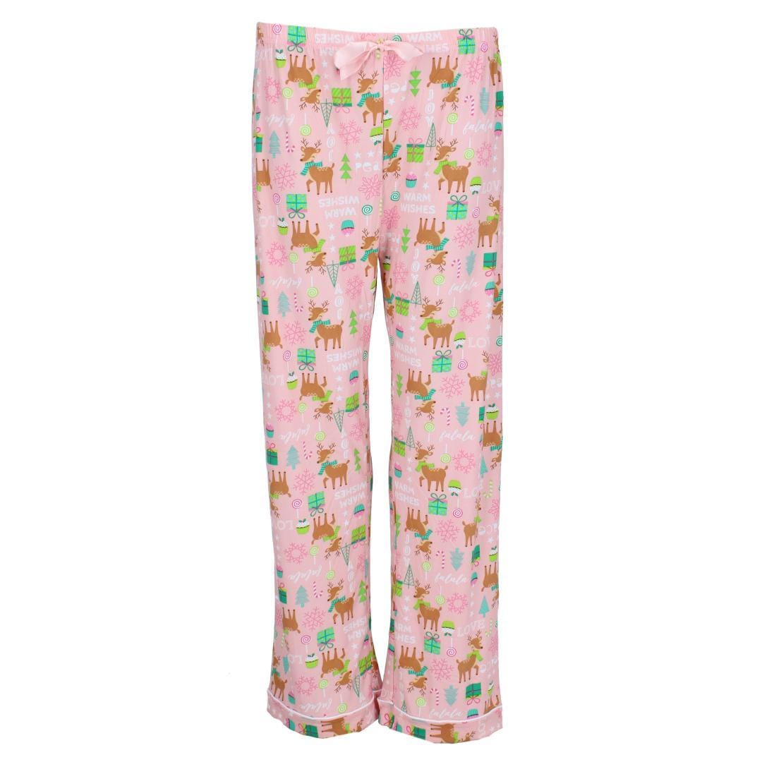 Not a Morning Person Women's Pink Christmas Notch Collar Pajama Set - Pink