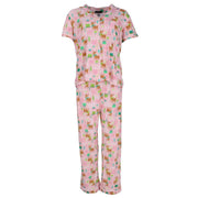 Women's Pink Christmas Notch Collar Pajama Set