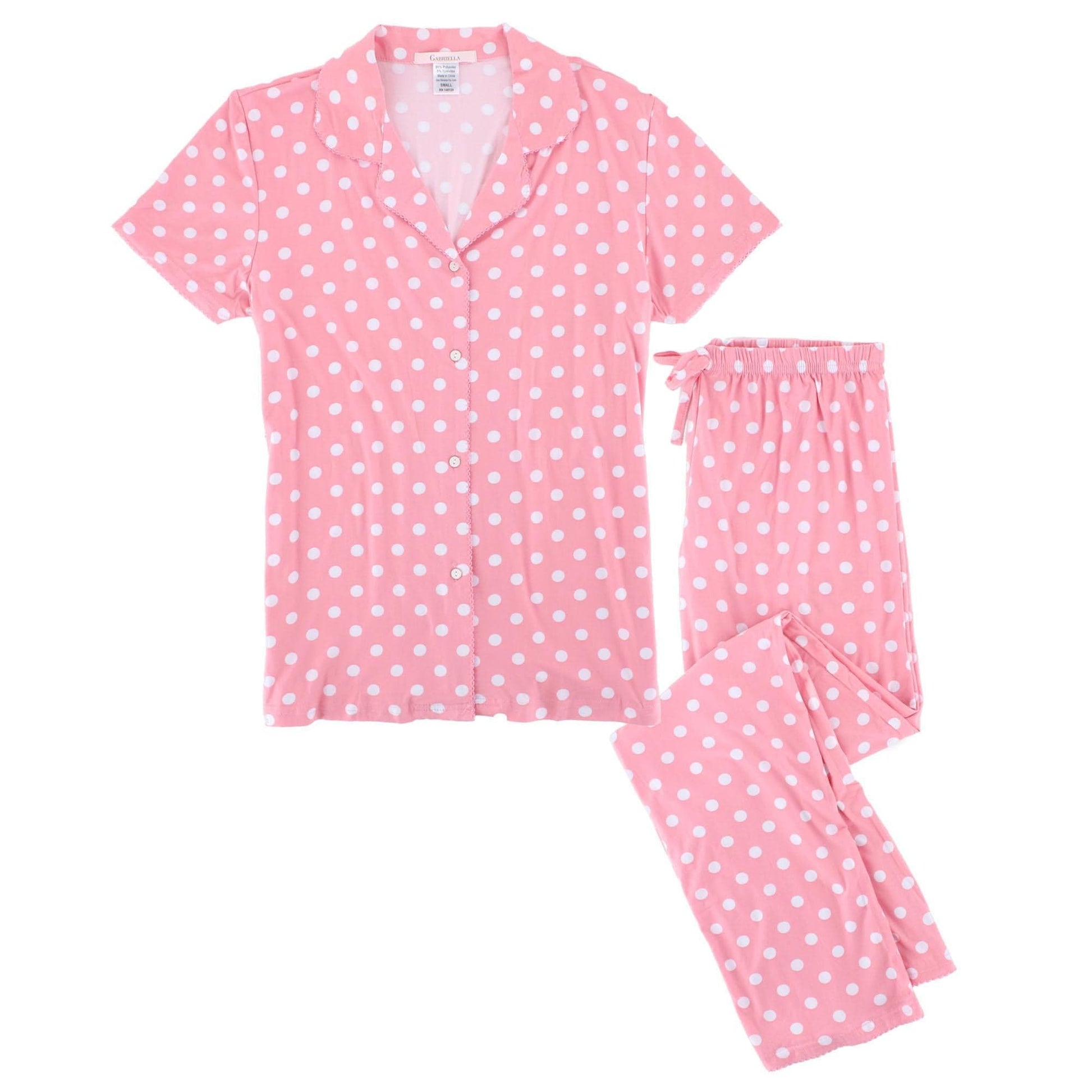 Gabriella Women's Notched Collar Polka Dot Pajama Set
