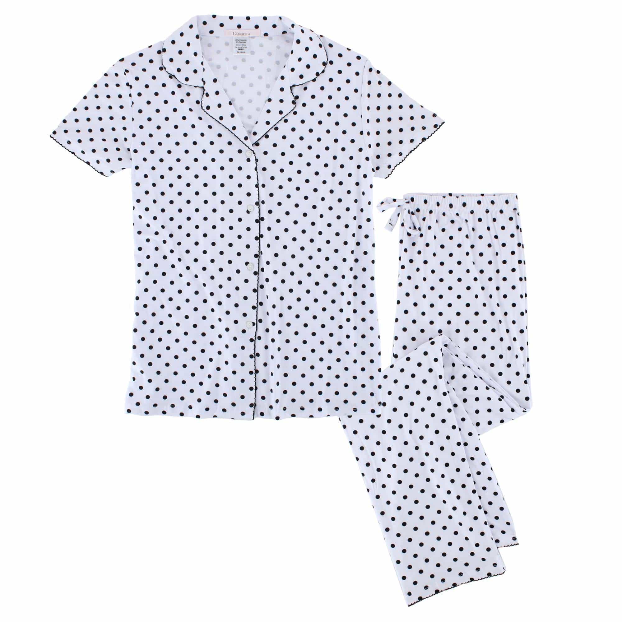Gabriella Women's Notched Collar Polka Dot Pajama Set