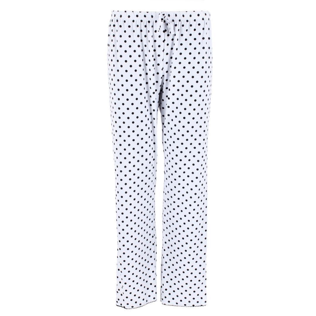 Gabriella Women's Notched Collar Polka Dot Pajama Set - White