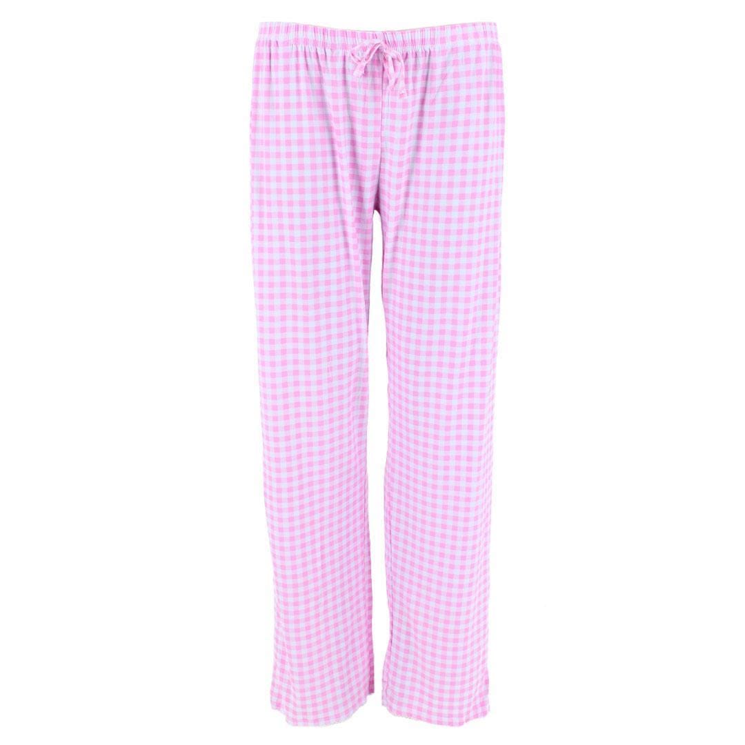 CTM® Women's Gingham Notched Collar Pajama Set - Pink
