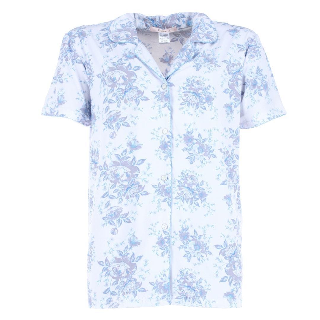 CTM® Women's Floral Notched Collar Picot Pajama Set - Purple
