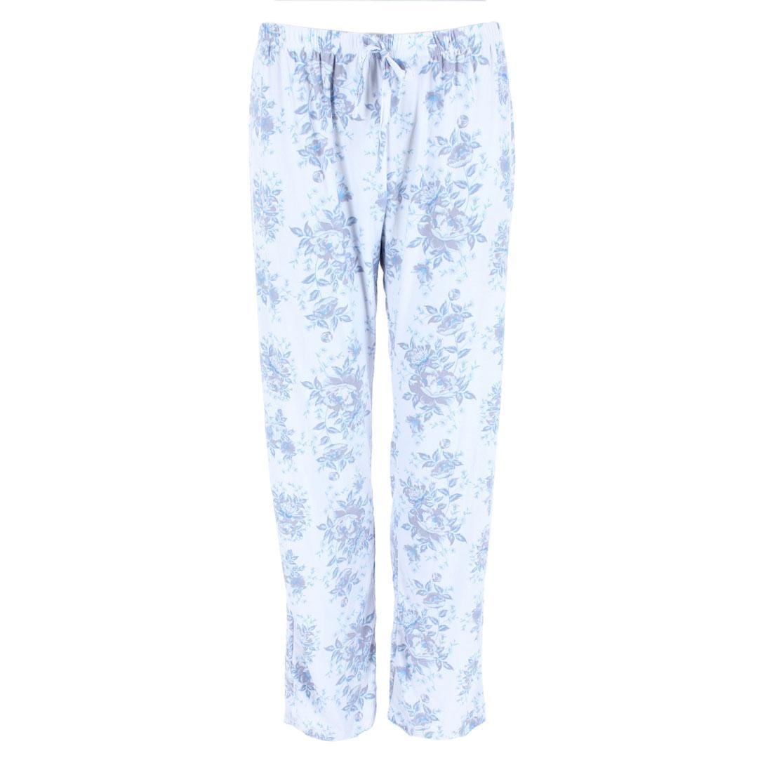 CTM® Women's Floral Notched Collar Picot Pajama Set - Purple