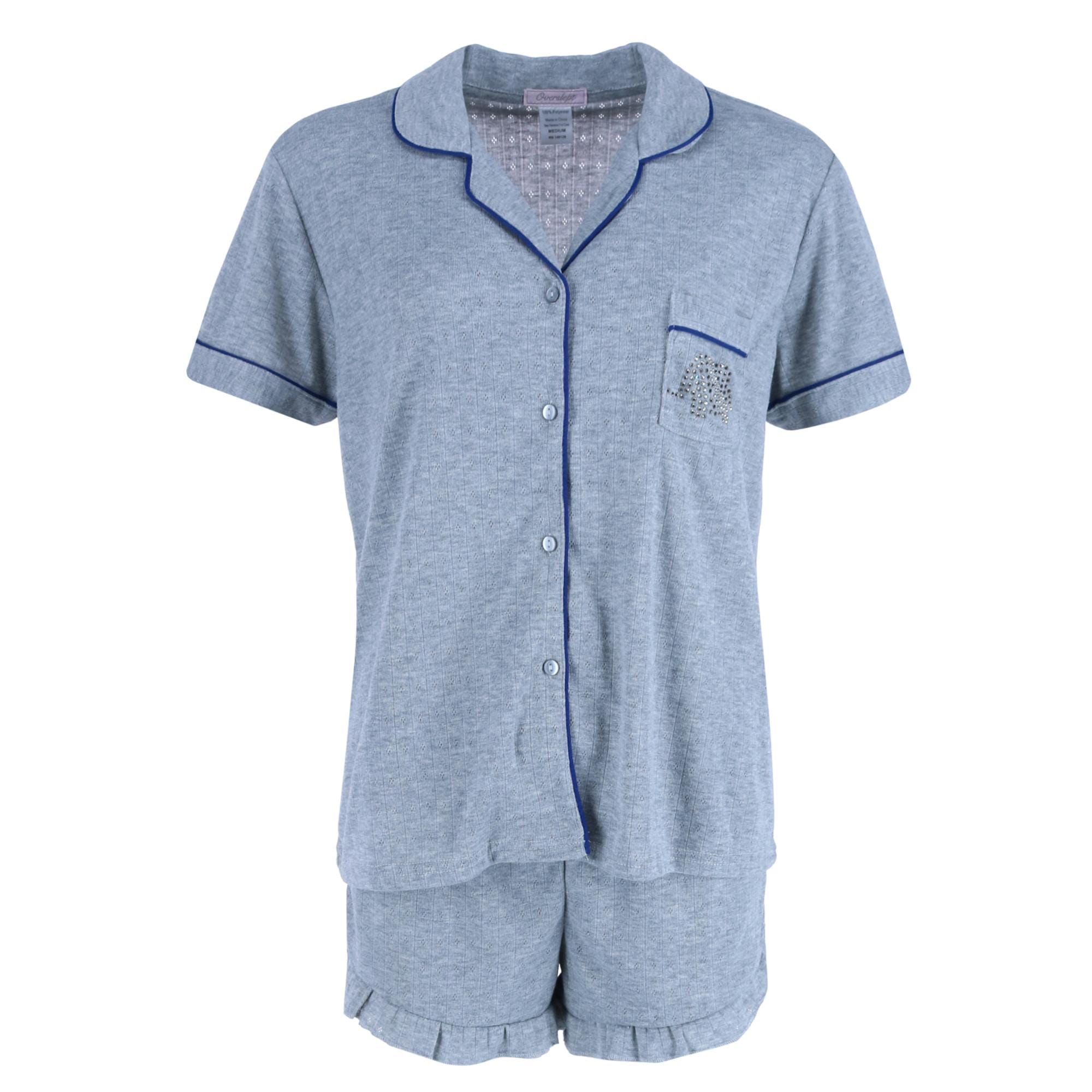 Overslept Women's Shorts Pointelle Elephant Notch Pajama Set - Women's Shorts Pointelle Elephant Notch Pajama Set