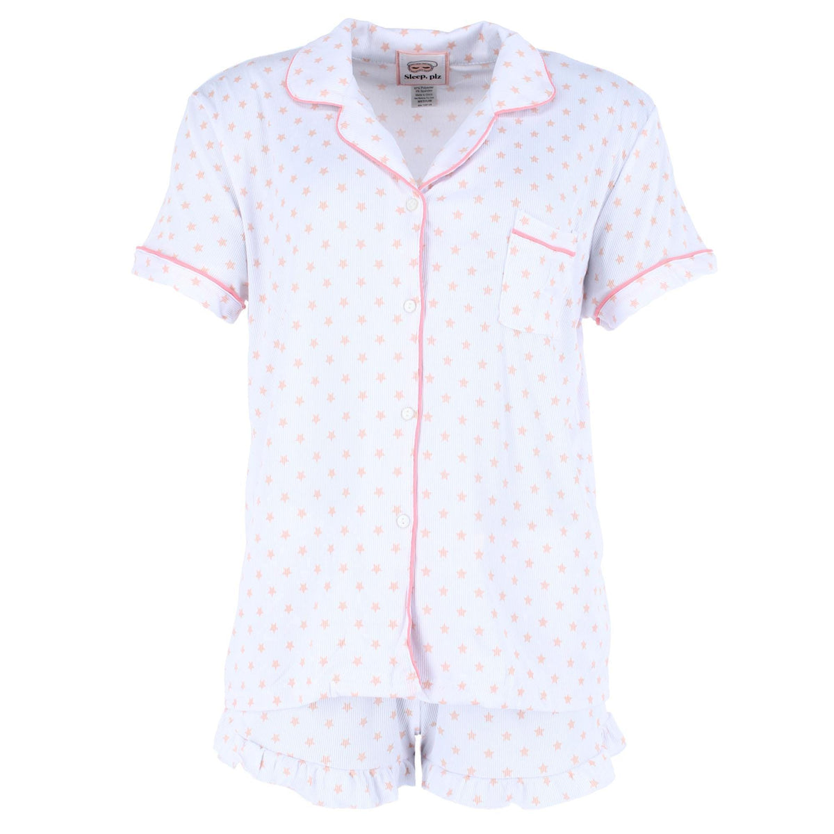CTM® Women's Star Donut Short Sleeve Pajama Set by Sleep plz - White