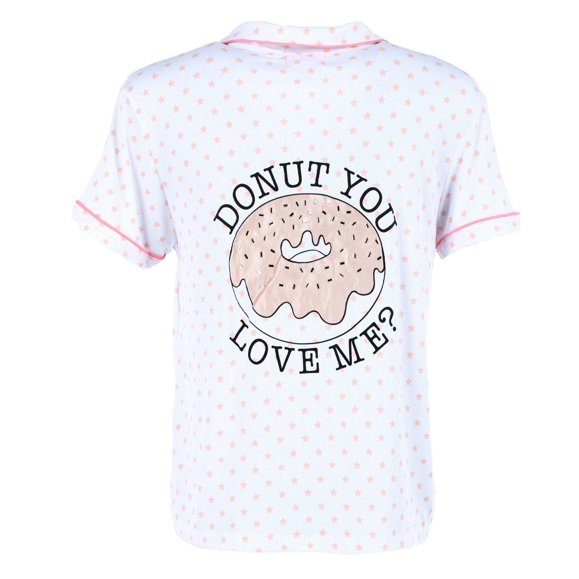 CTM® Women's Star Donut Short Sleeve Pajama Set by Sleep plz - White