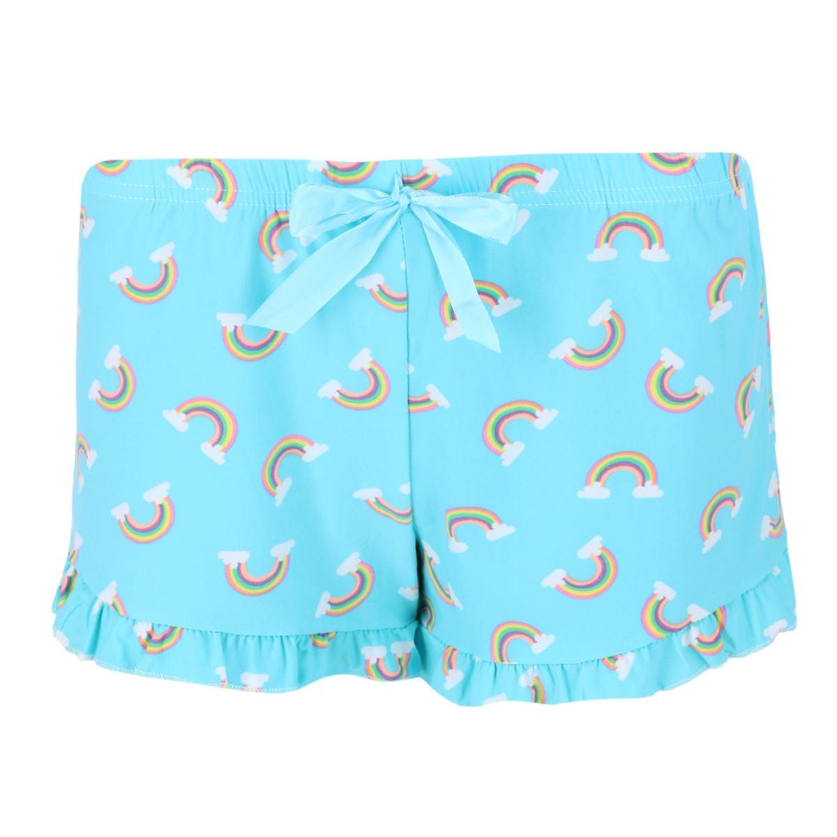 Mentally Exhausted Women's Rainbow Notch Short Sleeve and Shorts Pajama Set - Blue