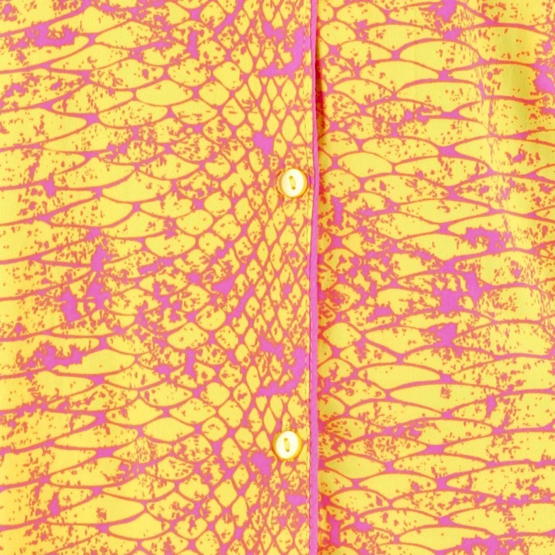 Mentally Exhausted Women's Snakeskin Print Short Pajama Set - Yellow