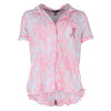 Women's Pink Ribbon Tie-Dye Notch Short Sleeve and Shorts Set