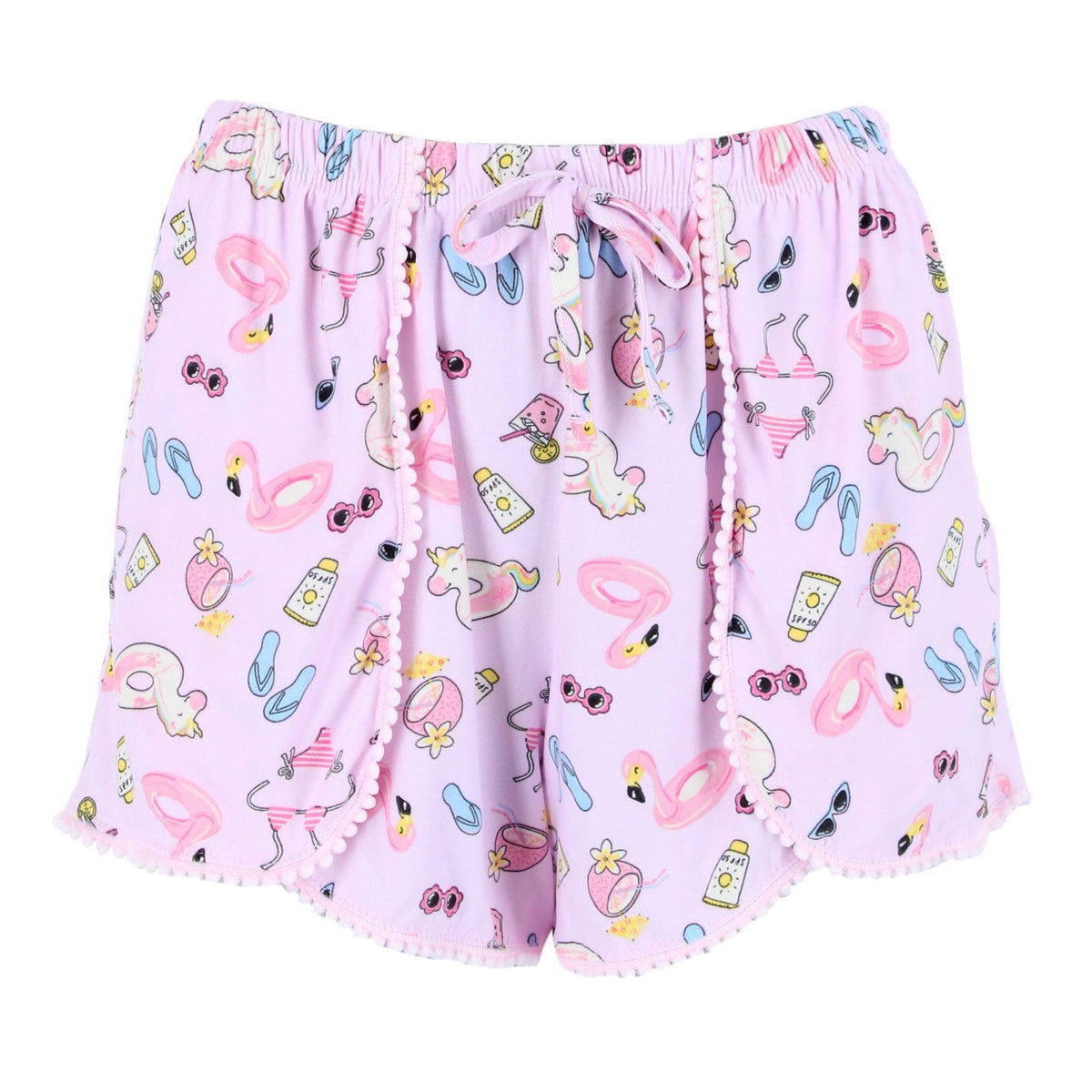 CTM® Women's Summer Pool Party Notched Collar Pajama Set by Gabriella - Pink
