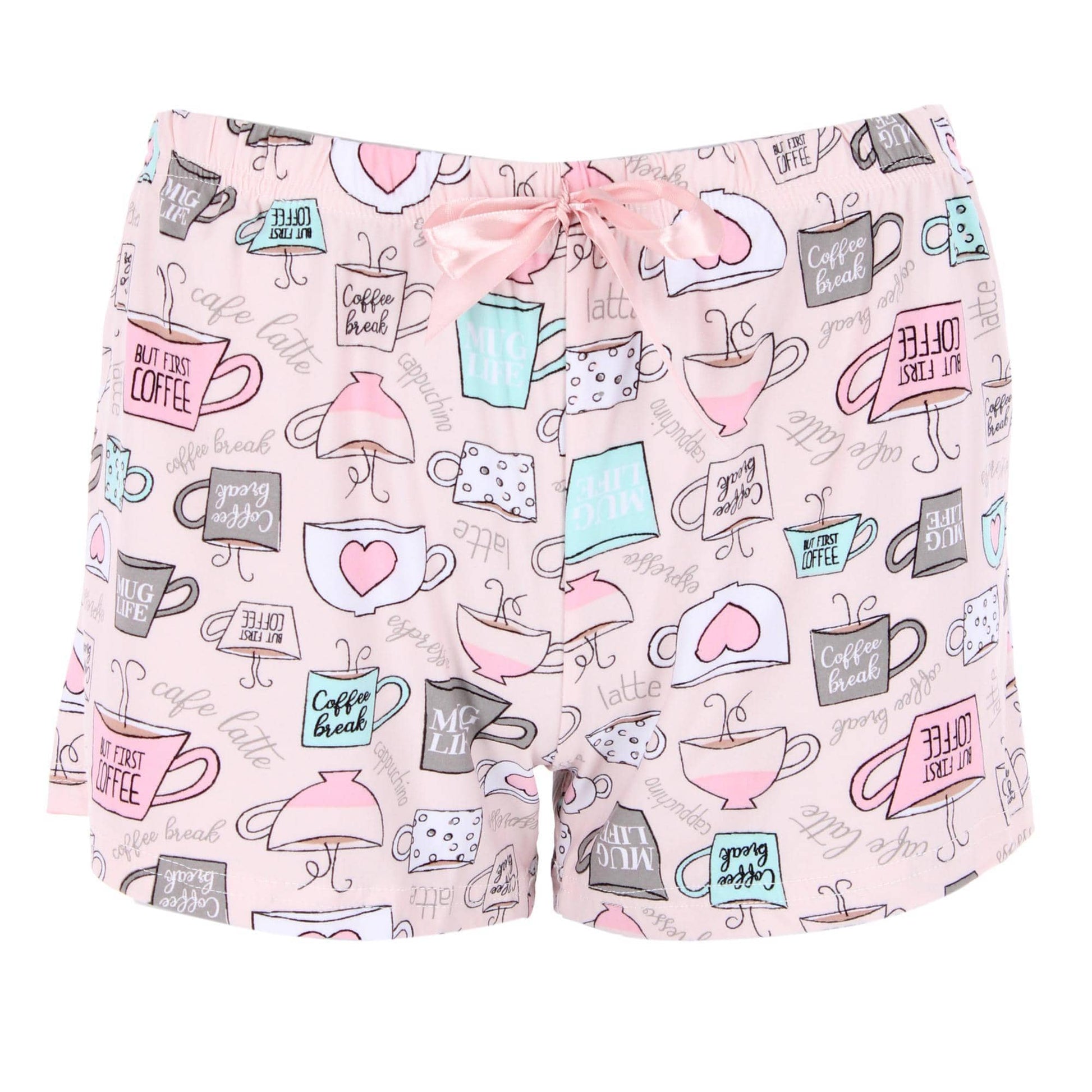 CTM® Women's Coffee Notched Collar Short Pajama Set - Pink