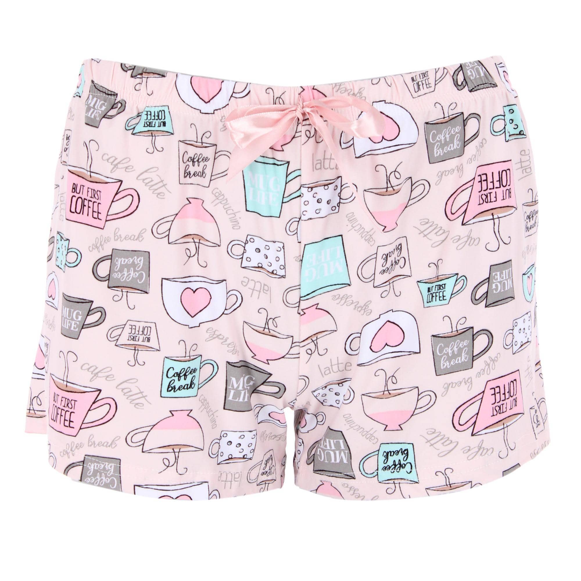 CTM® Women's Coffee Notched Collar Short Pajama Set - Pink