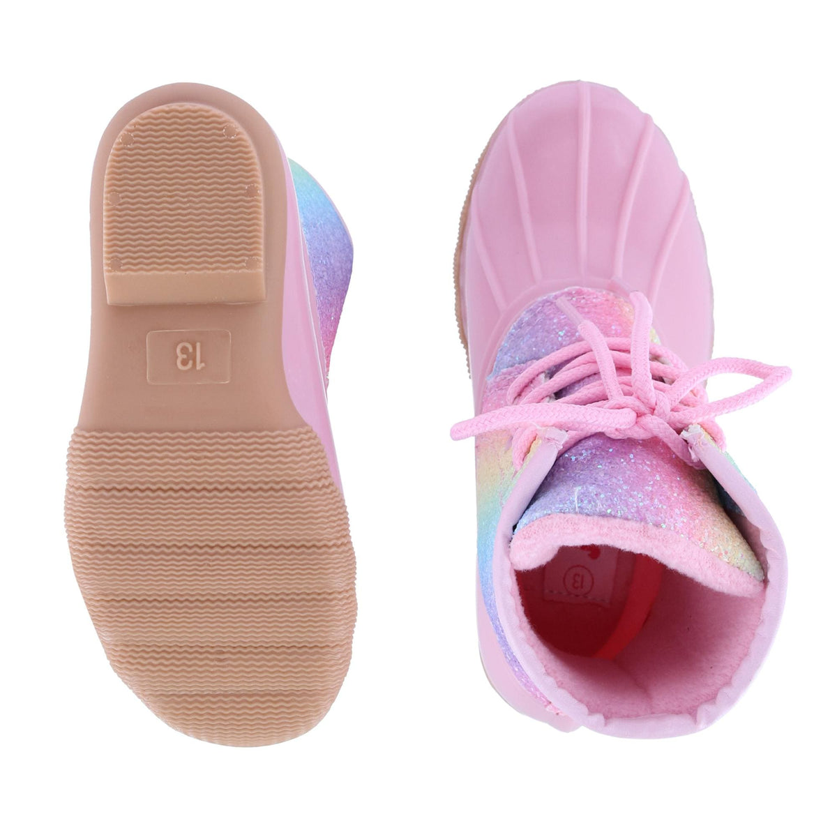 Josmo Kid's Rainbow Glitter and Pink Rain Boot - Pink