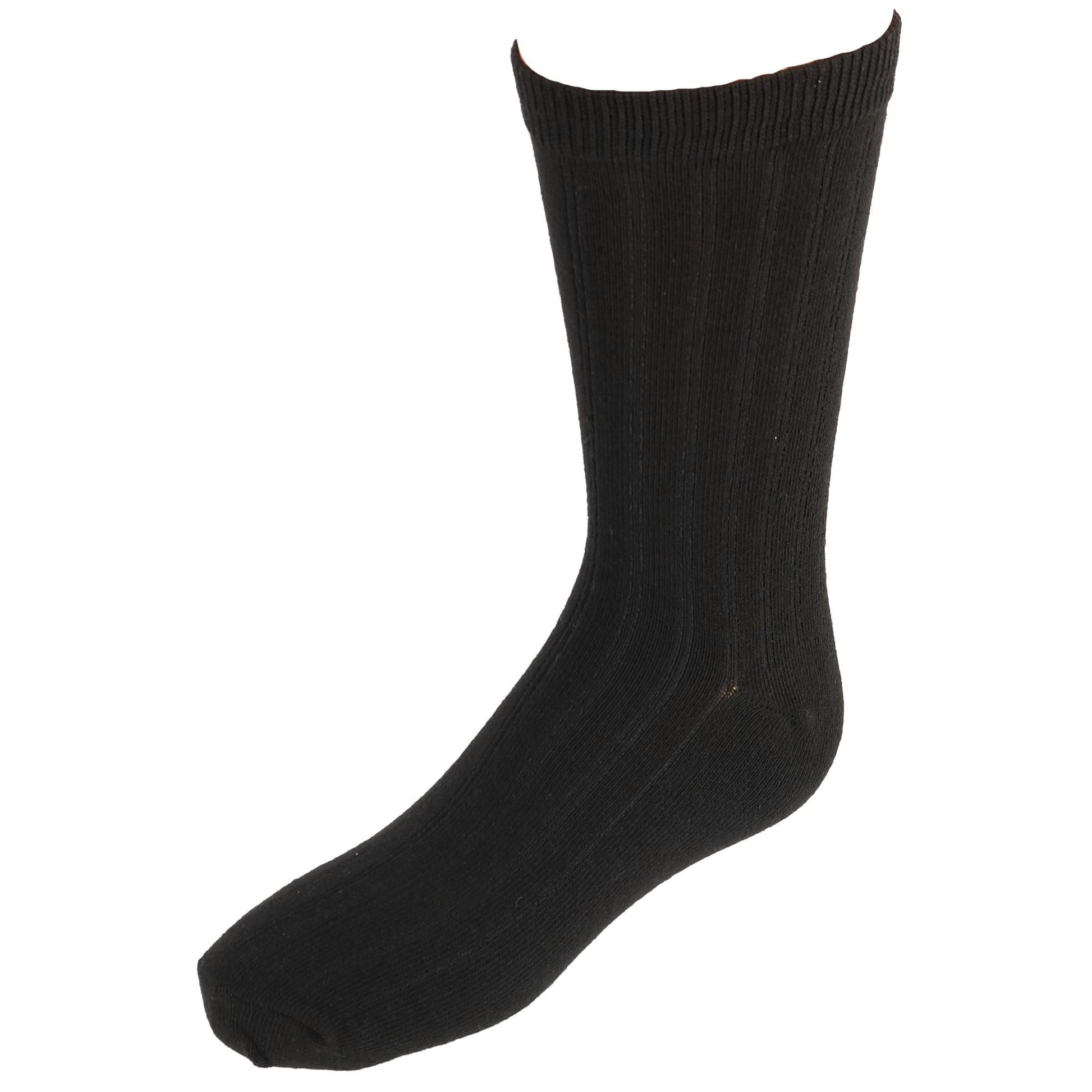 Jefferies Socks Kids' Cotton Ribbed Uniform Crew Socks - Black