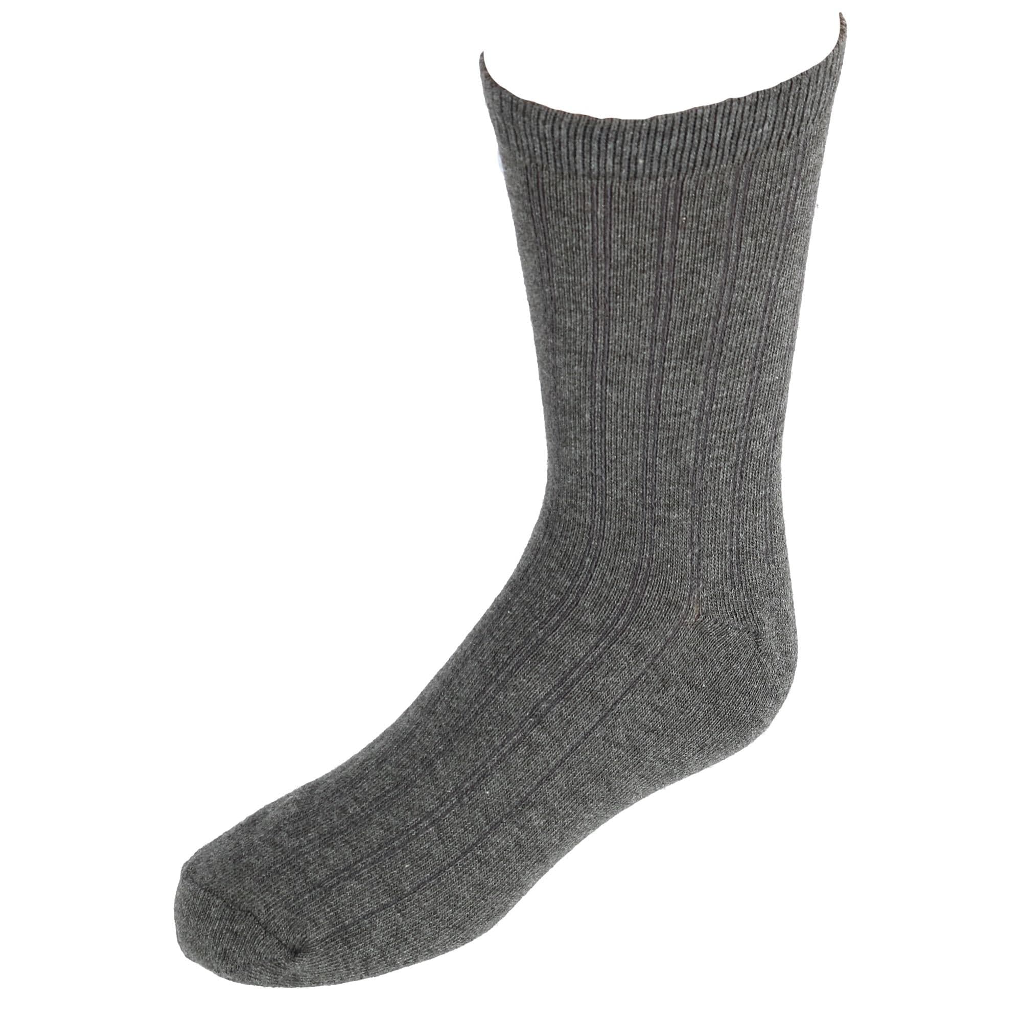 Jefferies Socks Kids' Cotton Ribbed Uniform Crew Socks - Grey