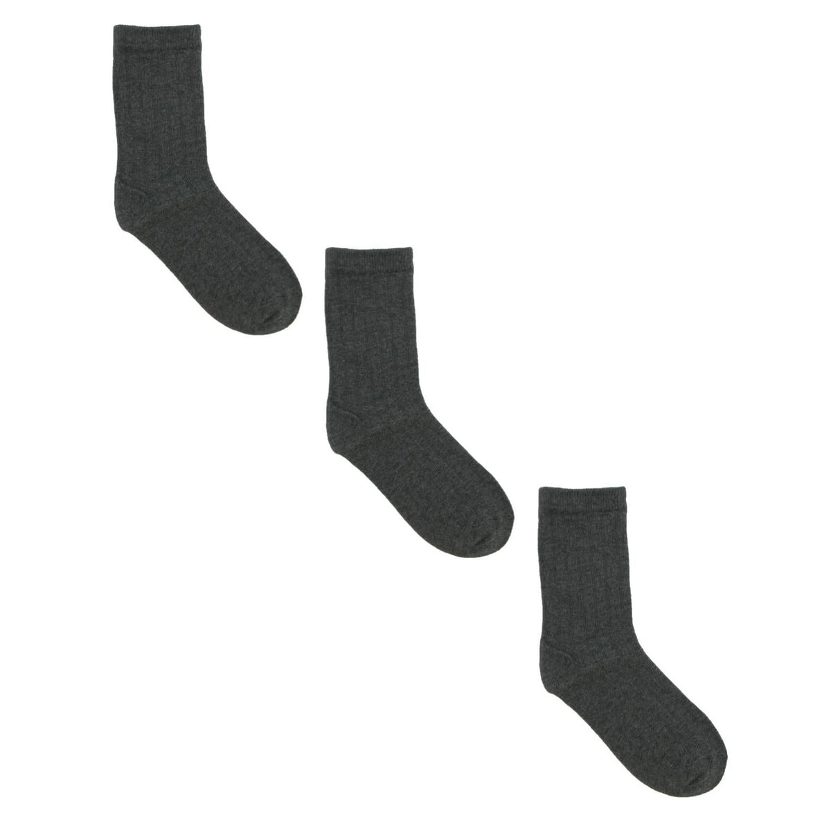 Jefferies Socks Kids' Cotton Ribbed Uniform School Crew Socks (Pack of 3) - Grey