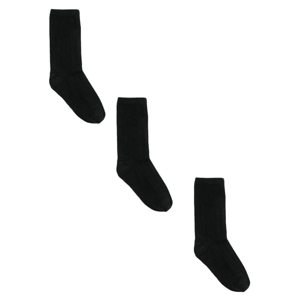 Kids' Cotton Ribbed Uniform School Crew Socks (Pack of 3)